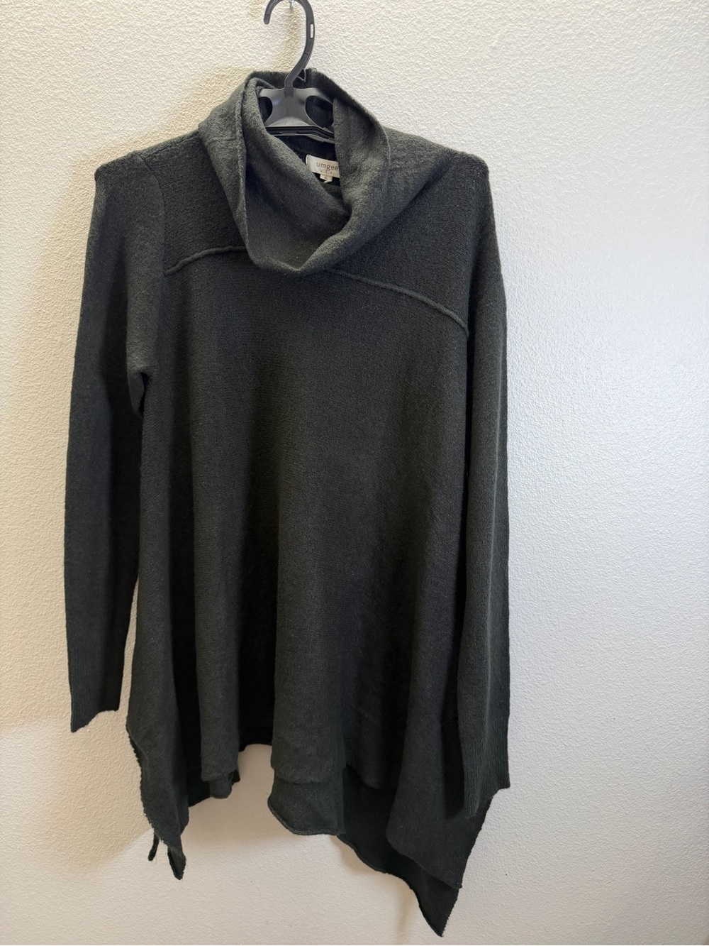 Umgee Dark Green Cowl Neck Tunic Sweater
